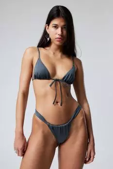 Трусики бикини с заниженной талией и оборками Weekday, синий