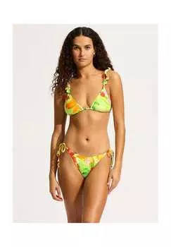 Трусики бикини Tropique со шнуровкой Seafolly, цвет aloe gel