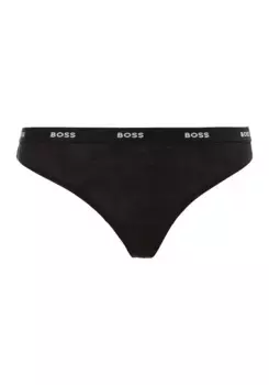Трусики BOSS "THONG CI", с надписью логотипа BOSS на поясе, черный