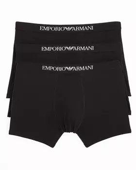 Трусики-боксеры из чистого хлопка Emporio Armani — набор из 3 шт, черный