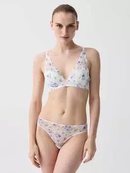 Трусики бразильского кроя из цветочного кружева Ovs, цвет white/blue