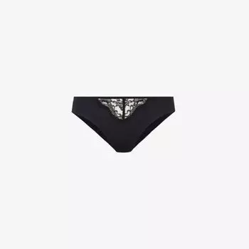 Трусики Brigette из эластичного джерси и кружева с высокой посадкой Agent Provocateur, черный