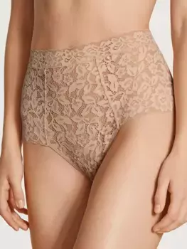 Трусики CALIDA с высокой талией "Natural Comfort Lace", выполненные из цветочного кружева, бежевый