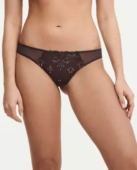 Трусики Champs Elysees с вышивкой Chantelle, темно коричневый