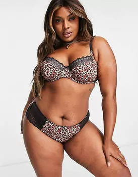 Трусики-хипстеры из нейлона Dorina Curve Zena с анималистичным принтом и кружевной отделкой