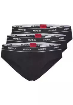 Трусики HUGO Underwear "TRIPLET BRIEF STRIPE" (3 шт. в упаковке, 3 шт. в упаковке), с эластичным поясом с логотипом HUGO, черный