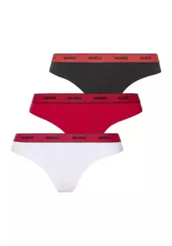 Трусики HUGO Underwear "TRIPLET THONG STRIPE" (упаковка, 3 шт., 3 шт.), с надписью логотипа на поясе, цвет Open Miscellaneous 990