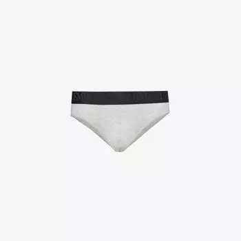 Трусики из эластичного хлопка с фирменной талией Emporio Armani, цвет grigiomelange chiaro