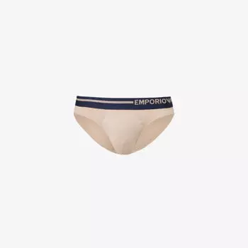 Трусики из эластичного хлопка с фирменным поясом Emporio Armani, цвет corda