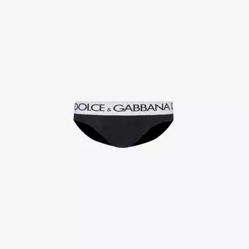 Трусики из эластичного хлопка с логотипом на поясе Dolce & Gabbana, черный