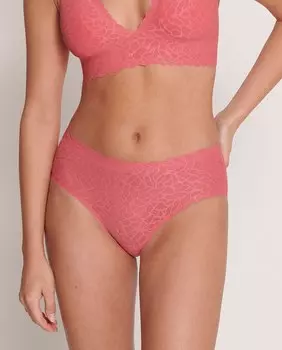 Трусики из мягкого кружева с высокой посадкой и фестончатыми краями Sloggi, розовый