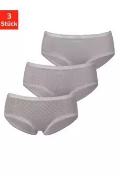 Трусики LASCANA (3 шт.) из эластичного хлопка с мягким кружевом, коричневый