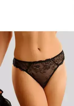 Трусики LASCANA из цветочного кружева, черный