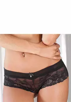 Трусики LASCANA из мягкого эластичного кружева, черный