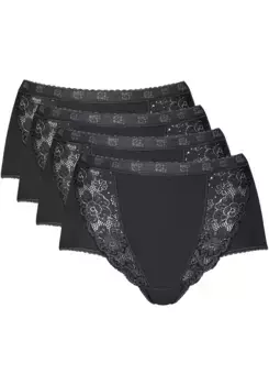 Трусики макси sloggi "Chic Maxi 4P" (4 шт., в упаковке 4 шт.), со вставками из эластичного кружева, черный