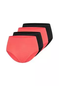 Трусики миди, 4 шт. в упаковке из органического хлопка 95/5 SCHIESSER, цвет Rot Schwarz