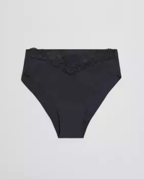 Трусики миди Laser с кружевной отделкой Ysabel Mora, черный