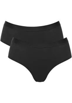 Трусики миди sloggi "GO Casual Midi 2P" (2 шт. в упаковке), плетение на основе сердечника, с поясом с логотипом в тон, черный