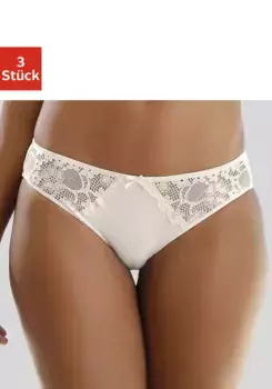 Трусики petite fleur (3 шт.) со слегка прозрачным жаккардовым кружевом по бокам, коричневый