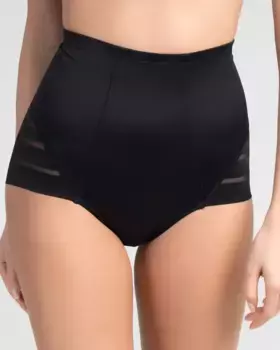 Трусики-пояс средней длины с высокой талией из атласной микрофибры и тюля Dim, черный