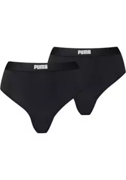 Трусики PUMA с высокой талией (2 шт. в упаковке), с поясом с логотипом, черный