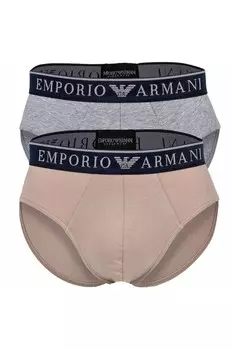 Трусики с логотипом - 2 пары Emporio Armani, серый