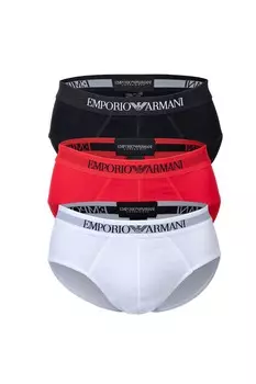 Трусики с логотипом на талии - 3 пары Emporio Armani, красный