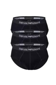 Трусики с логотипом на талии - 3 пары Emporio Armani, черный