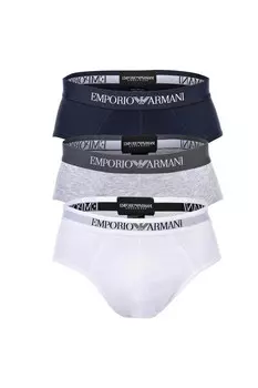 Трусики с логотипом на талии - 3 пары Emporio Armani, серый