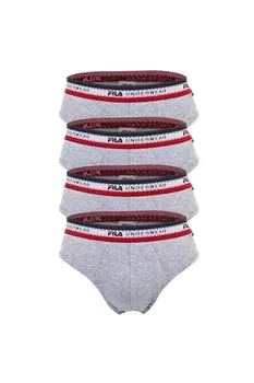 Трусики с логотипом на талии - 4 пары Fila, серый