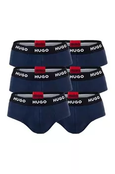 Трусики с логотипом на талии - 6 пар Hugo, синий