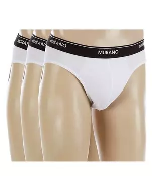 Трусики с низкой посадкой из однотонного хлопка Мурано, 3 шт. Murano, белый