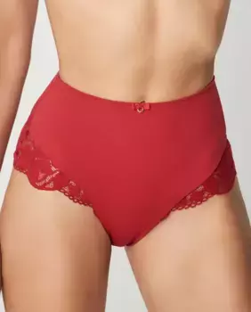 Трусики с очень высокой талией и цветочным кружевом Selmark, красный