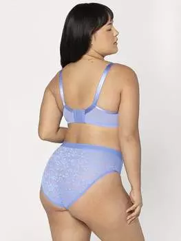 Трусики с высоким вырезом из гладкого кружева Curvy Couture, синий