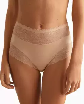 Трусики с высокой посадкой и кружевными деталями Promise, бежевый