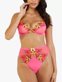 Трусики с высокой талией и вышивкой Playful Promises Magda Neon Cocktail, розовый/мульти