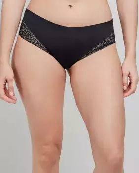 Трусики с высокой талией из кружевной ткани с бесшовной отделкой Gisela, черный
