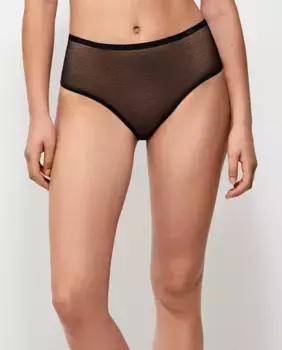 Трусики с высокой талией из ткани плюмети Gisela, черный