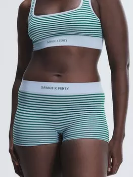 Трусики Savage X Fenty Seamless Boy Short, цвет Charmer Blue/Viva Green Pencil Stripe