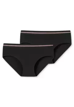 Трусики Schiesser "Long Life Cotton" (2 шт. в упаковке) с двойной резинкой в рубчик, черный