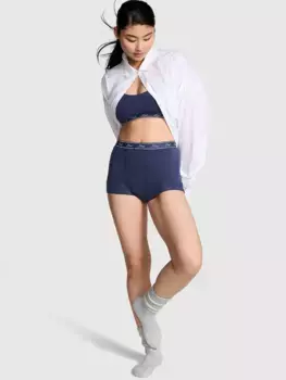 Трусики-шортики с микро-высокой талией и логотипом Pink, цвет Midnight Navy