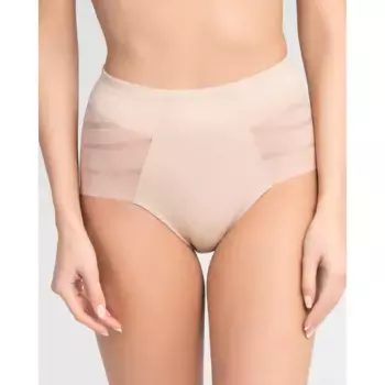 Трусики средней плотности из атласной микрофибры с тюлем Dim, цвет Natural