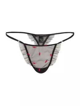 Трусики-стринги Bisou из сетчатой ткани с вышивкой Kiki de Montparnasse, черный