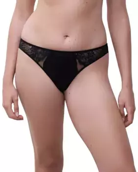 Трусики-стринги Crush Line из цветочного кружева и тюля Chantelle, черный