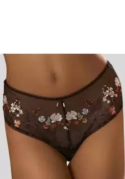 Трусики-стринги LASCANA "Мария" с яркими цветами из кружевной вышивки, черный