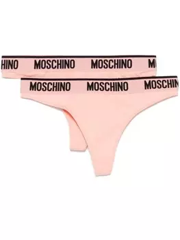 Трусики-стринги с логотипом Moschino на поясе (упаковка из двух штук), розовый