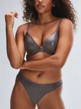 Трусики-стринги Savage X Fenty Microfiber Metallic, цвет Grey Allure/Silver Foil