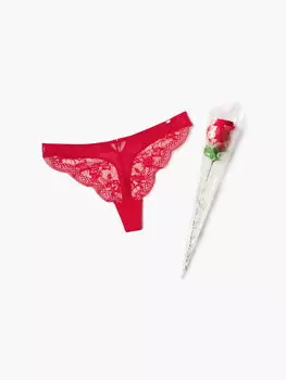 Трусики-стринги Savage X Fenty Rose Delivery Lace, цвет Timeless Red