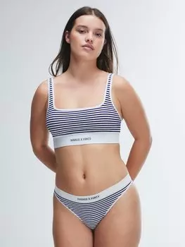 Трусики-стринги Savage X Fenty Seamless High-Waist, цвет Hazy White/Dark & Stormy Blue Pencil Stripe