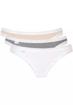 Трусики-стринги sloggi "24/7 Weekend Tanga C3P" (упаковка, 3 шт.), с узкими боковыми вставками, плоско пришитая кружевная отделка, цвет White - Light Combination